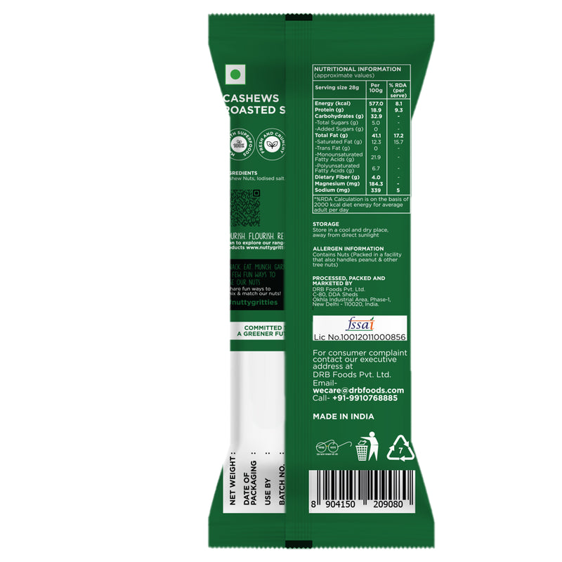 Cashews Roasted, Lightly Salted (Pack 12x40g each) - 480g