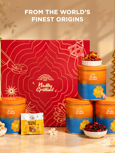 Nutty Gritties The Festive Edit | Exceptional Dry Fruits & Nut Mixes | Luxury Gift Box | 708g