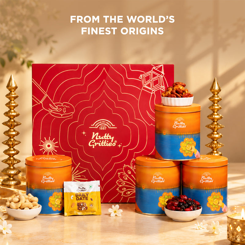 Nutty Gritties The Festive Edit | Exceptional Dry Fruits & Nut Mixes | Luxury Gift Box | 708g