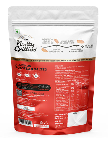Roasted Salted Almonds (Pack of 2 x 200g Each ) - 400g