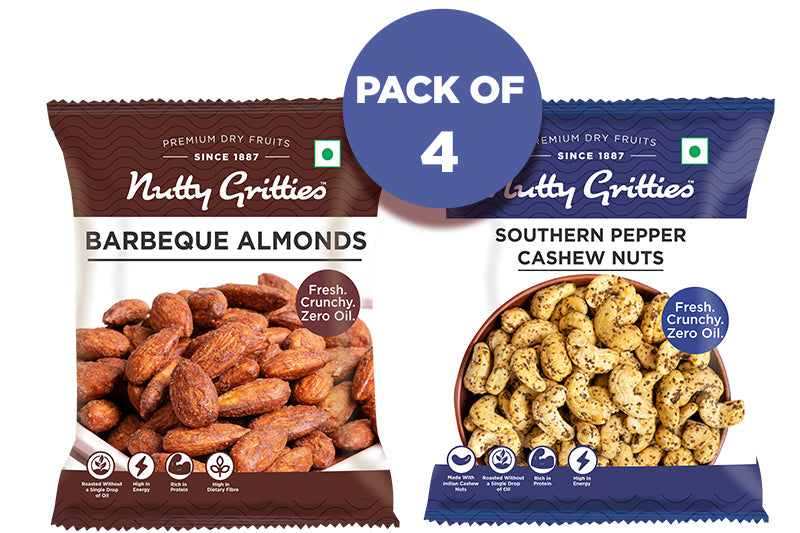 Combo Pack Barbeque Almonds, Southern Pepper Cashews, 384g (Pack of 4*48g Each)