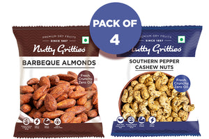Combo Pack Barbeque Almonds, Southern Pepper Cashews, (Pack of 4*48g Each) 384g