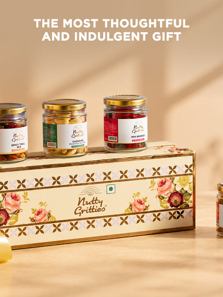 Nutty Gritties Gold Jar Gift Box | Exceptional Nut Mixes & Berries | Limited Edition | 400g