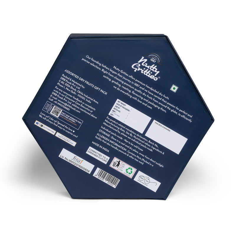 LUXE EDITION Premium Dry Fruit Gift Box | Curated Selection of Jumbo Dates, Cashews, Almonds, Raisins, Pecans & Pistachios | Includes Elegant Brass Finish Bowl |1.15kg |