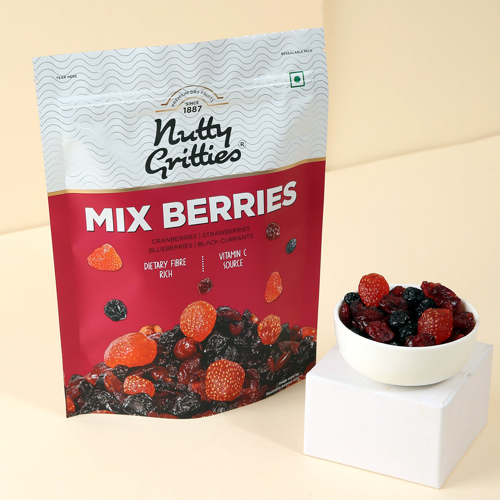 Nuts, Dates, Berries Combo - Sports Mix 350g, Kalmi Dates 350g, Super Seeds Mix 200g, Mix Berries 200g (1.1kg)
