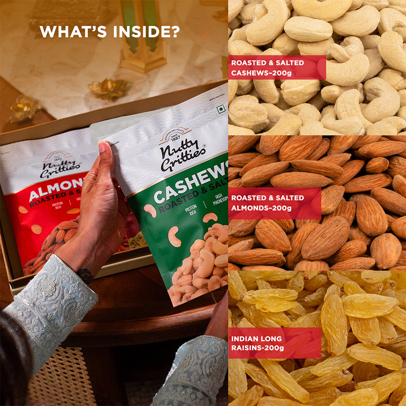 Nutty Gritties Platinum Collection | Exceptional Roasted & Salted Nuts | Gift Box | 600g