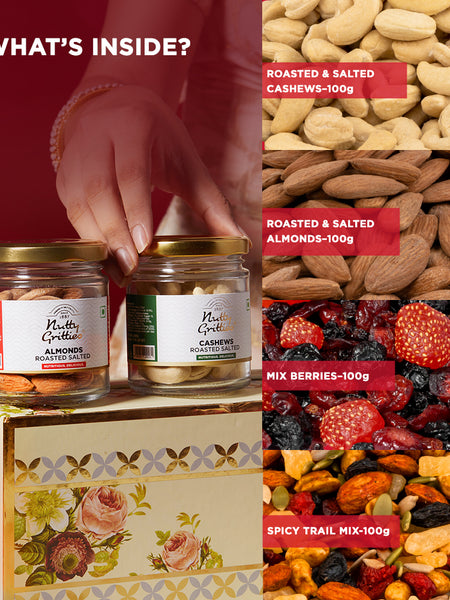 Nutty Gritties Gold Jar Gift Box | Exceptional Nut Mixes & Berries | Limited Edition | 400g