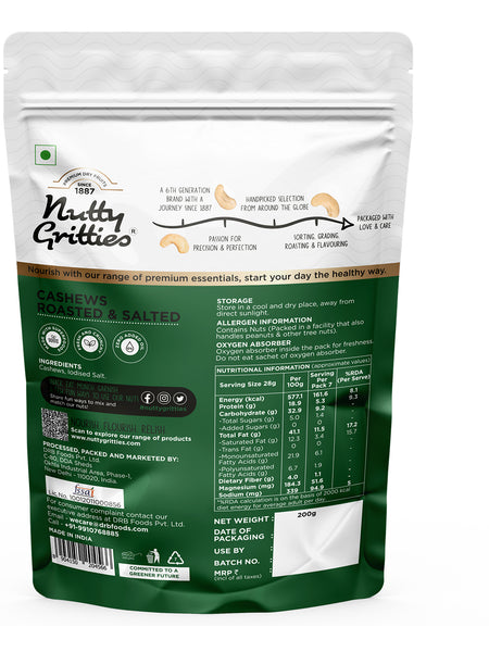 Salted Roasted Cashews, lightly salted Premium Jumbo size - 200g