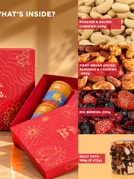 Nutty Gritties The Festive Edit | Exceptional Dry Fruits & Nut Mixes | Luxury Gift Box | 708g