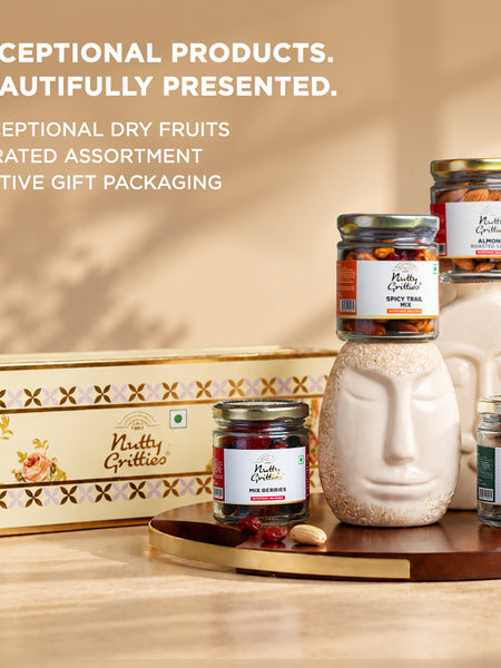 Nutty Gritties Gold Jar Gift Box | Exceptional Nut Mixes & Berries | Limited Edition | 400g