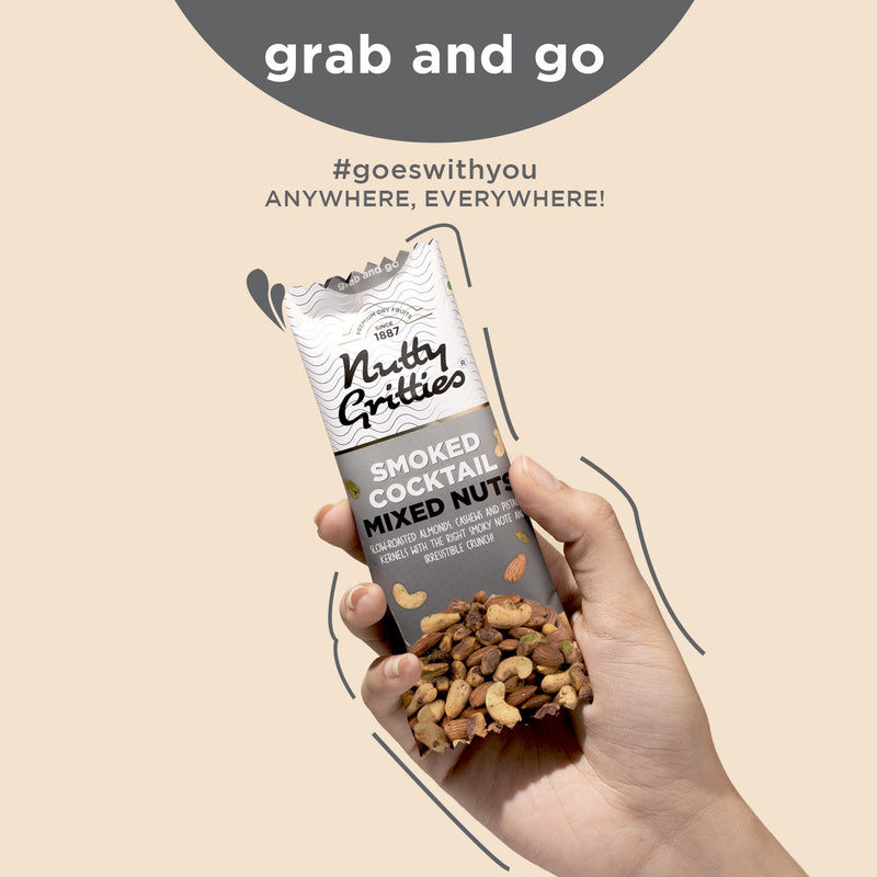 Grab And Go Mix Combo  Sports Mix, Pepper Cashews, Barbeque Almonds, Thai Chilli Blend, Daily Nuts, Smoked Cocktail Mixed Nuts, Roasted Salted Almonds and Cashew, Pistachios  (Pack of 9, 1 each), 350g