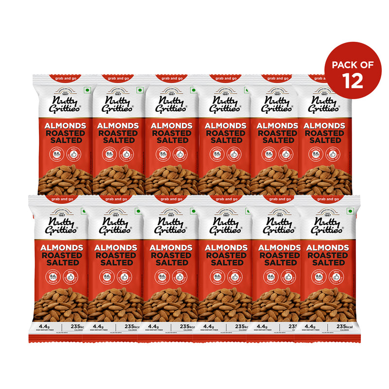 California Almonds Roasted, Lightly Salted (Pack of 12 x40g each) - 480g