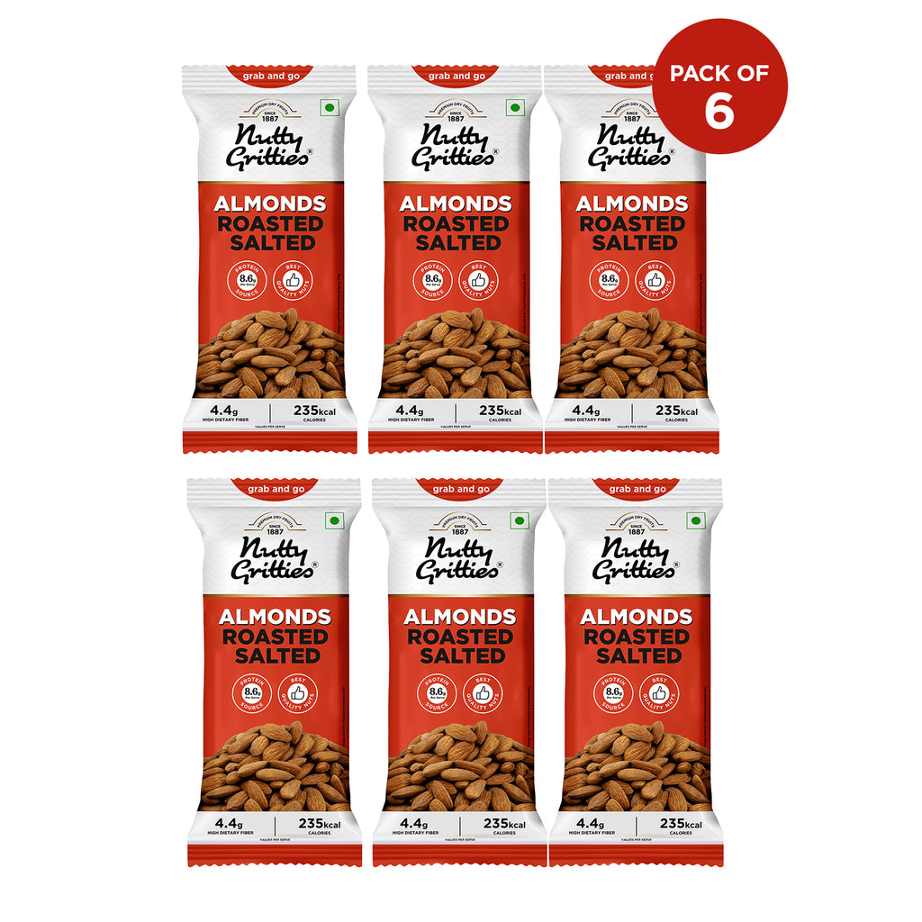 California Almonds Roasted, Lightly Salted (Pack of 6x40g each) - 240g