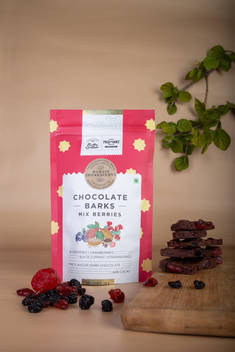 NUTTY GRITTIES x PAUL & MIKE CHOCOLATE BARKS MIX BERRIES