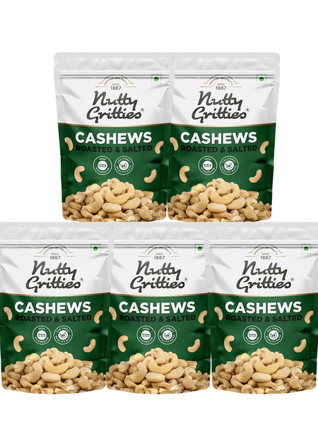 Salted Roasted Cashews, lightly salted Premium Jumbo Size ( Pack of 5 x 200g  )- 1kg