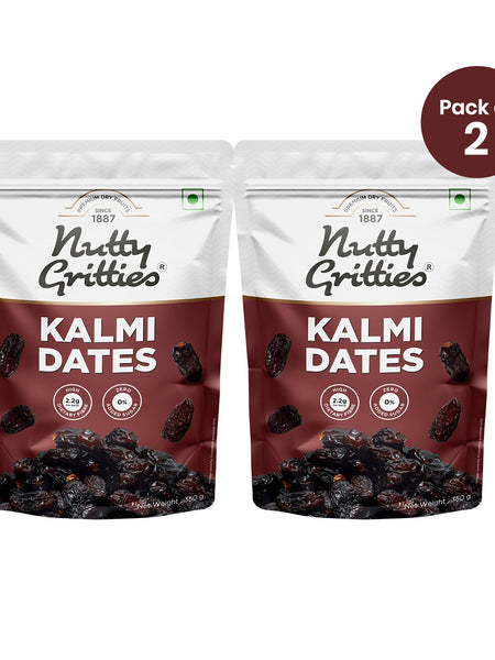 Nutty Gritties Kalmi Dates | Naturally Sweet, Soft & Juicy | Pack of 2 x 350g Each - 700g