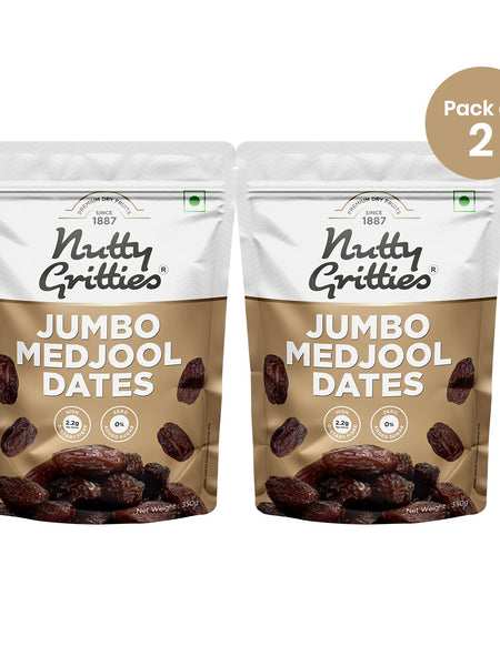 Nutty Gritties Medjool Dates | Large, Soft & Naturally Sweet | Pack of 2 x 350g Each - 700g
