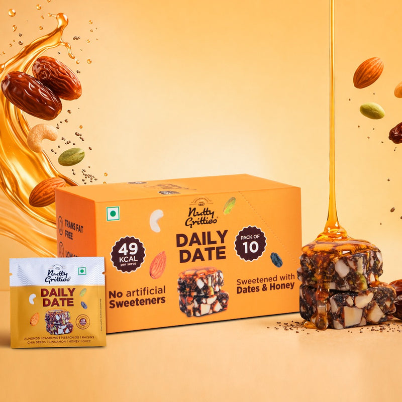 Nutty Gritties Daily Date – Guilt-Free Indulgent Snack (Pack of 10)