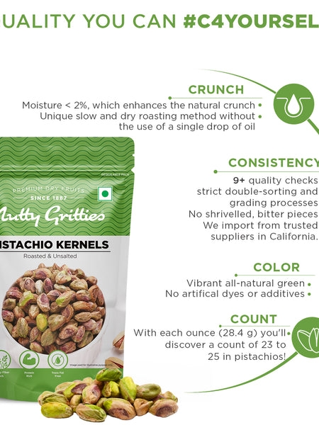 Pistachio  Kernels Roasted Unsalted - 100g