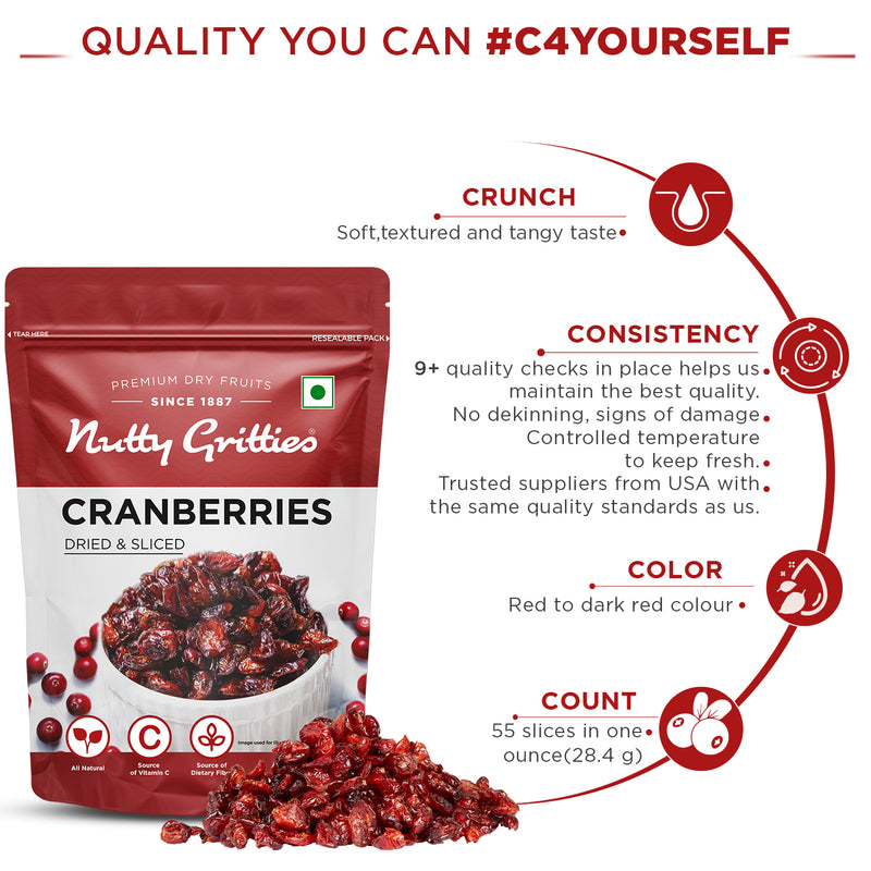 Cranberries Dried & Sliced - 200g