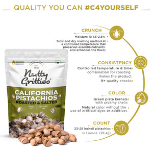 California Pistachios Roasted & Lightly salted (Pack of 2 x 200g Each) - 400g