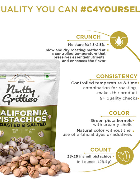 California Pistachios Roasted & Lightly salted (Pack of 5 x 200g  Each) -1 Kg