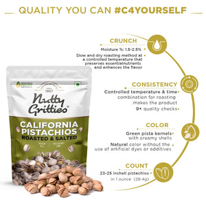 California Pistachios Roasted & Lightly salted (Pack of 4 x 200g  Each) -800g