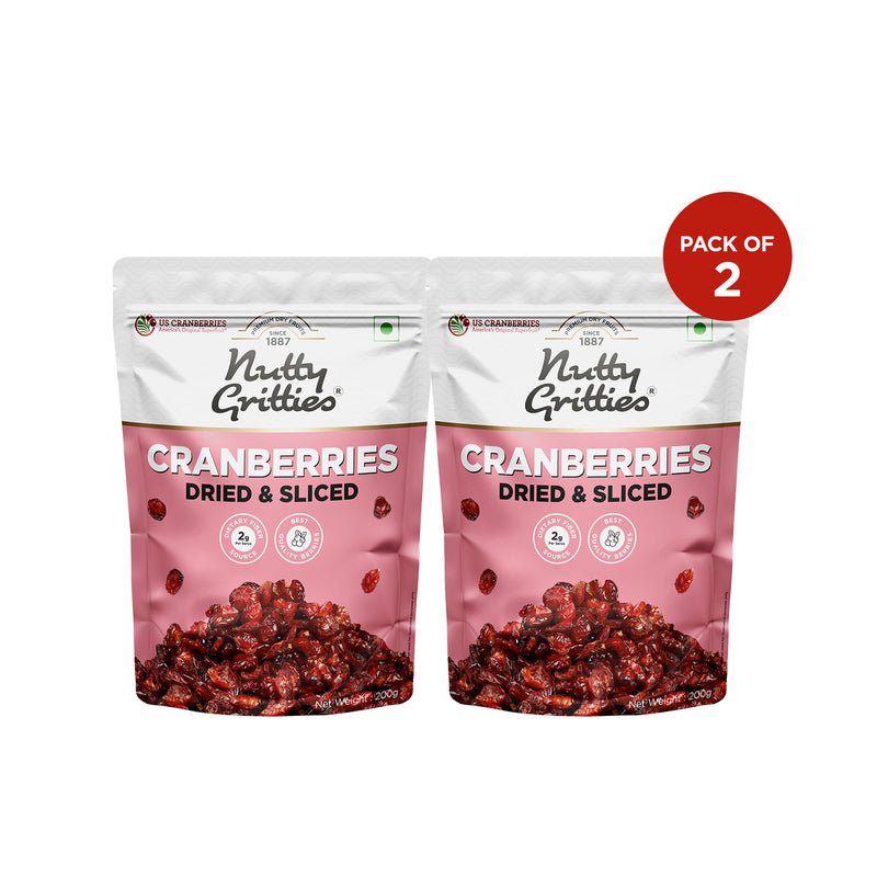 US Dried & Sliced Cranberries ( Pack of 2 x 200g  ) - 400g