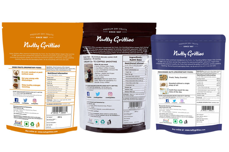Energy Rich Combo - Sports Mix 350g, Kalmi Dates 350g, Pepper Cashews 200g (900g)