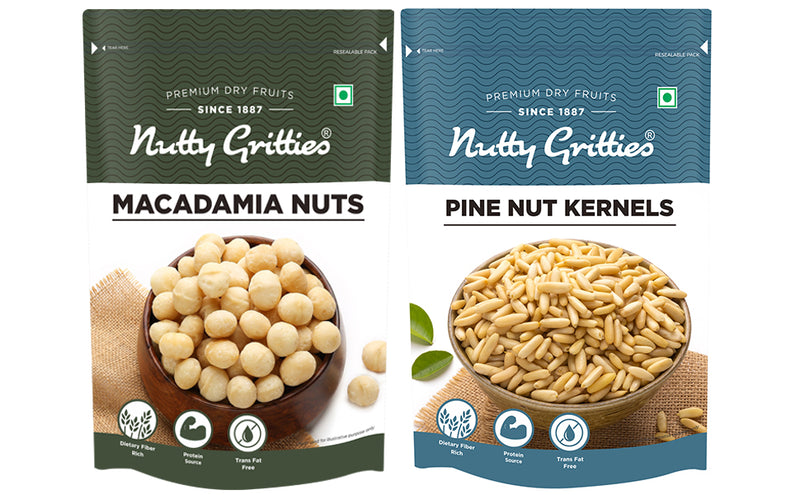 Exotic Nuts Combo - Pine Nuts, Macadamias Each Pack 100g - 200g