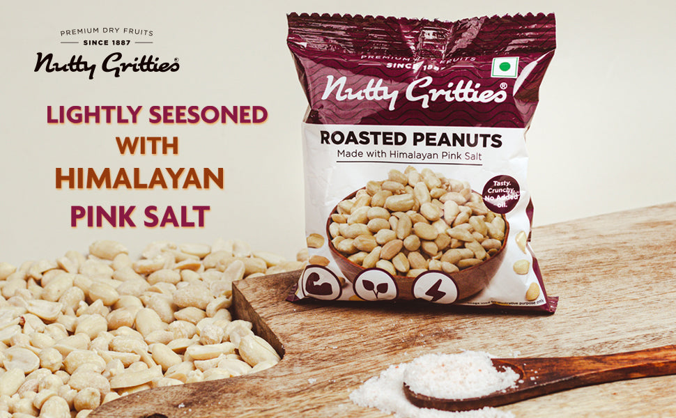 Roasted Salted Peanuts with Himalayan Pink Salt (Pack of 10  x 40g Each ) - 400g